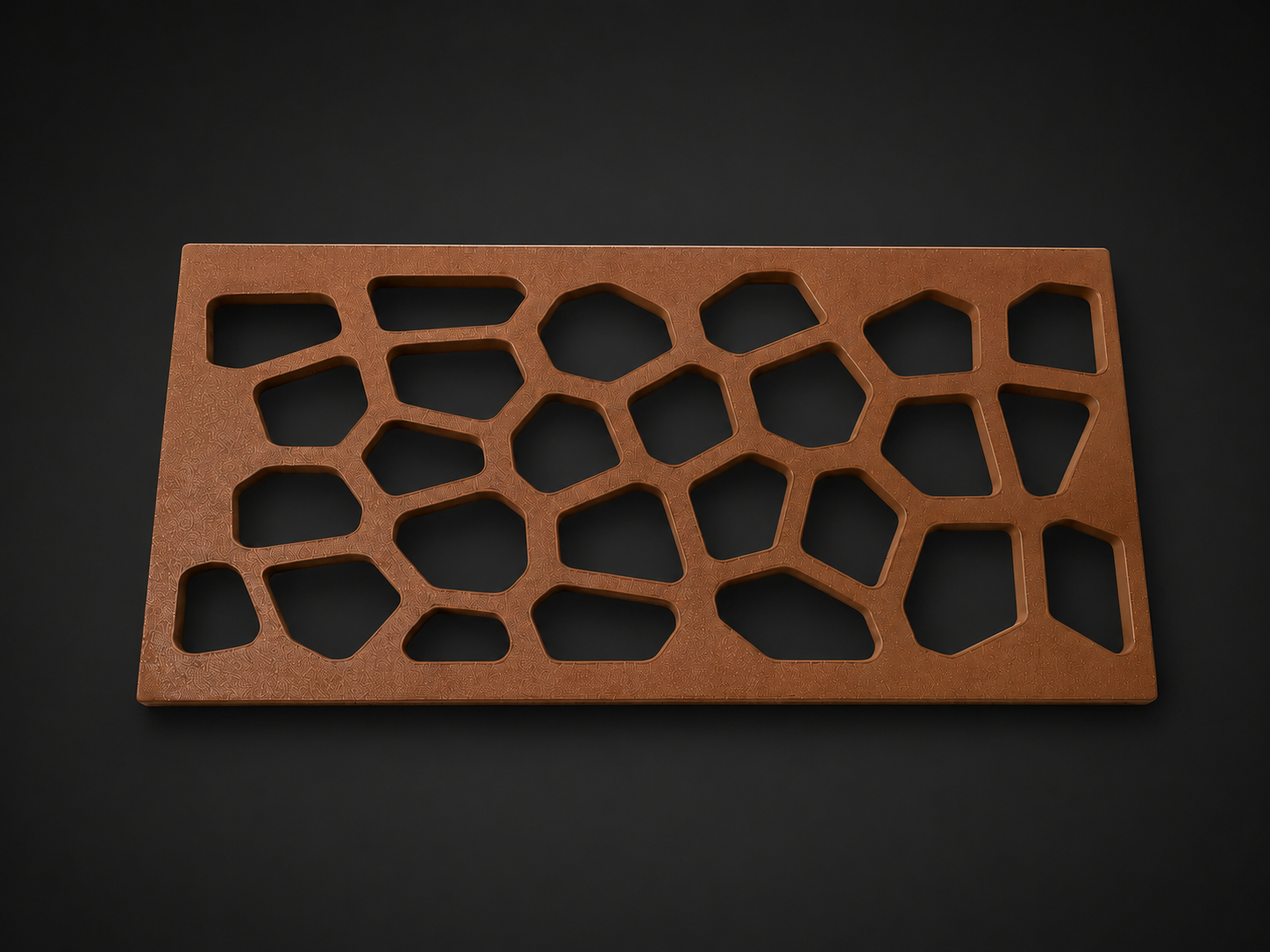 3D printed architectural lighting cover with organic Voronoi cutout pattern